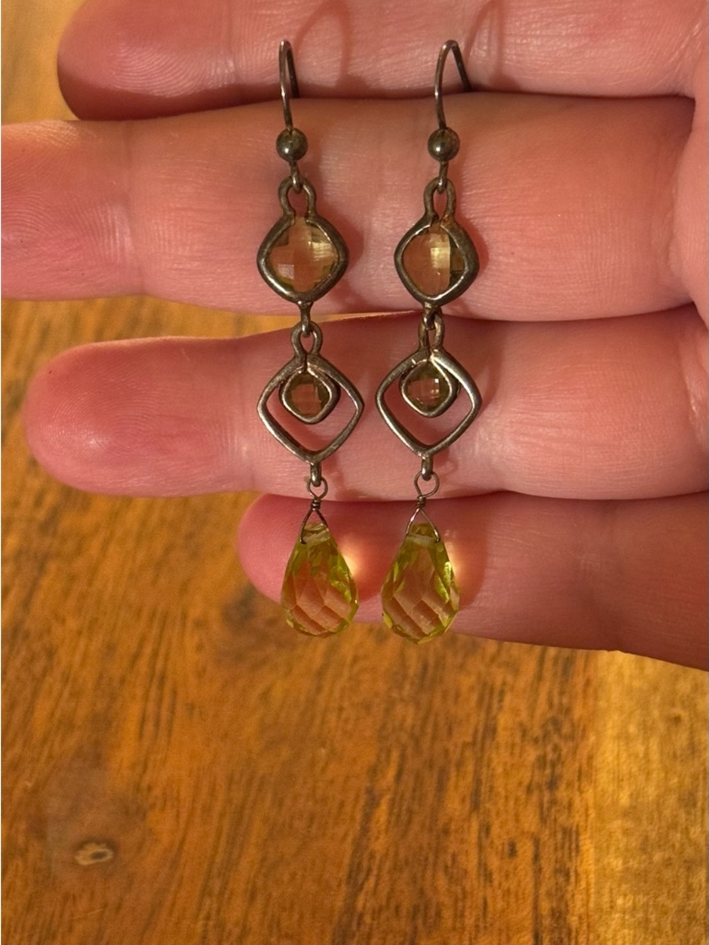 Lemon Quartz Crystal Sterling Drop Earrings - Picture 3 of 13